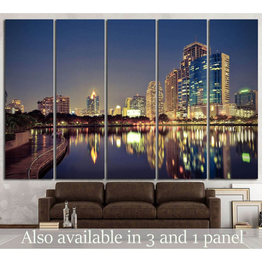 City downtown at night №1026 Ready to Hang Canvas Print - Zellart Canvas Prints ALL_Products, s-1026