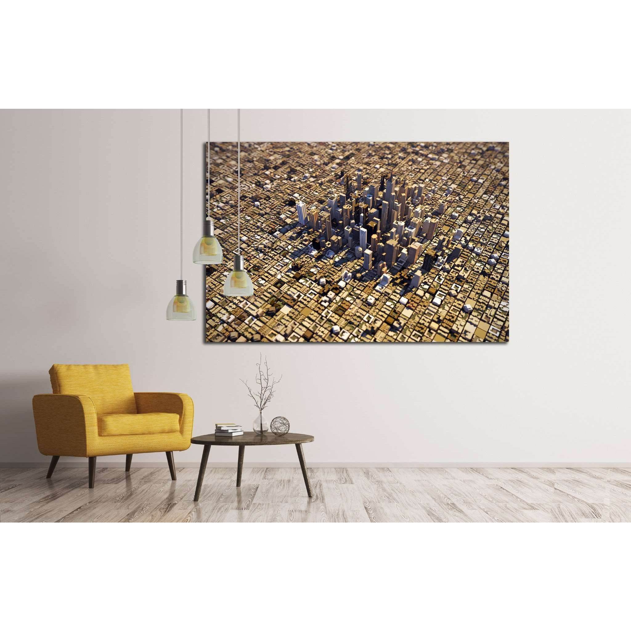 city downtown №1509 Ready to Hang Canvas Print
