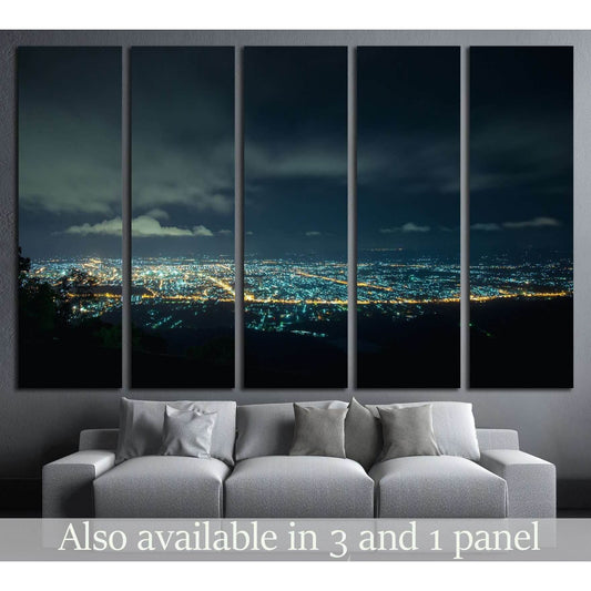 City night from the view point on top of mountain , Hat Yai, Thailand №2189 Ready to Hang Canvas Print - Zellart Canvas Prints ALL_Products, s-2189