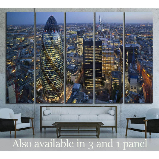 City of London Skyline At Sunse №2148 Ready to Hang Canvas Print - Zellart Canvas Prints ALL_Products, s-2148