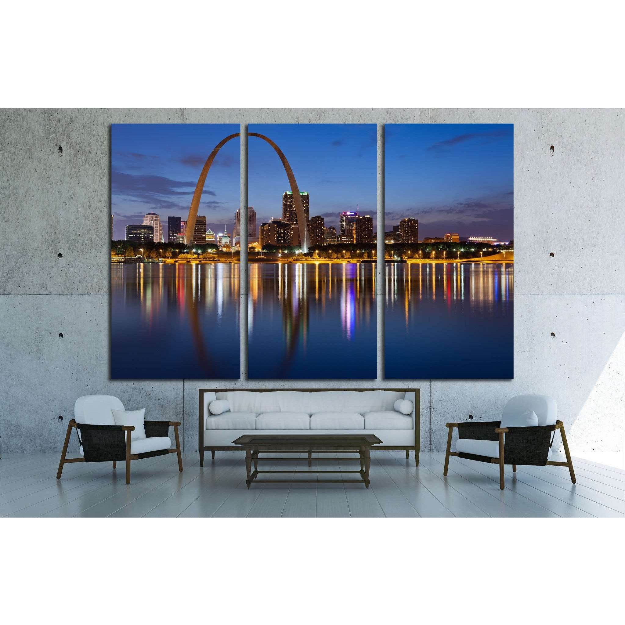 City of St. Louis skyline, Gateway Arch at twilight №2024 Ready to Hang Canvas Print