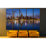 City of St. Louis skyline, Gateway Arch at twilight №2024 Ready to Hang Canvas Print