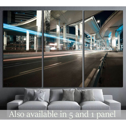 City road viaduct streetscape of night scene №1434 Ready to Hang Canvas Print - Zellart Canvas Prints ALL_Products, s-1434