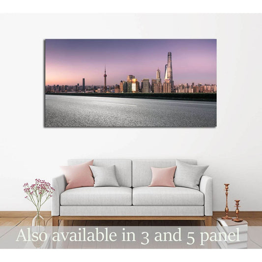 city road with cityscape and skyline of shanghai at night №2976 Ready to Hang Canvas PrintCanvas art arrives ready to hang, with hanging accessories included and no additional framing required. Every canvas print is hand-crafted, made on-demand at our wor