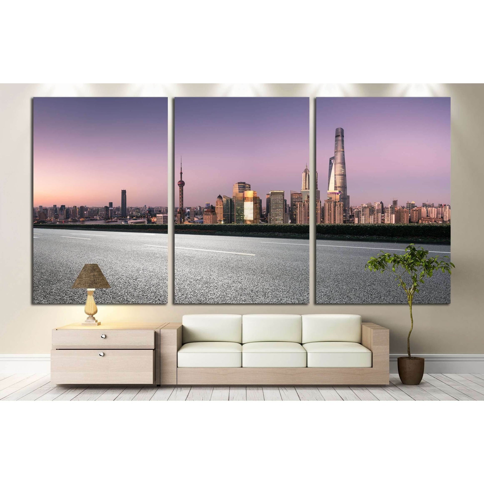 city road with cityscape and skyline of shanghai at night №2976 Ready to Hang Canvas PrintCanvas art arrives ready to hang, with hanging accessories included and no additional framing required. Every canvas print is hand-crafted, made on-demand at our wor
