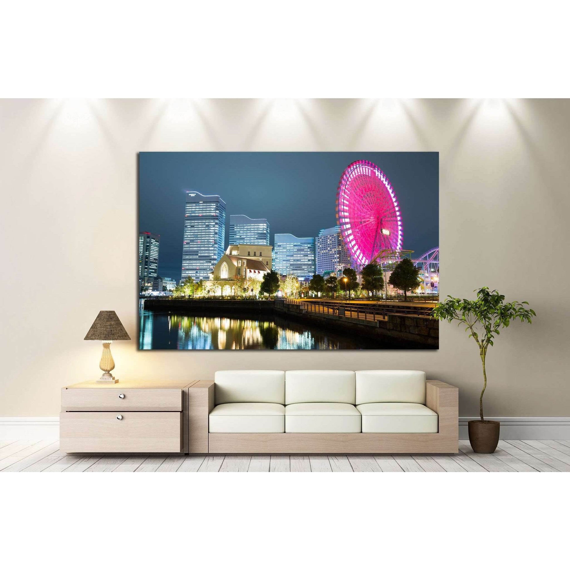 City skyline in Japan at night №828 Ready to Hang Canvas Print - Zellart Canvas Prints ALL_Products, s-828