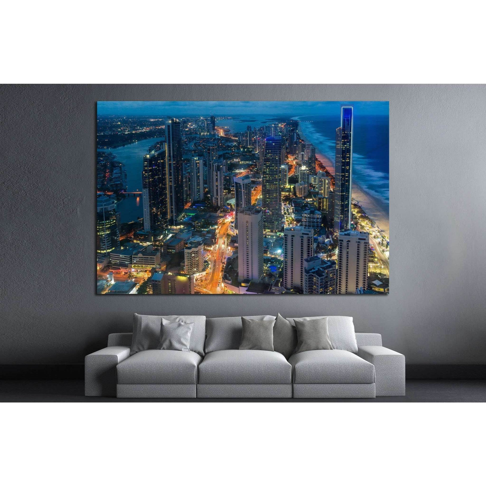 City skyscrapers at night, Queensland, Australia №1436 Ready to Hang Canvas PrintCanvas art arrives ready to hang, with hanging accessories included and no additional framing required. Every canvas print is hand-crafted, made on-demand at our workshop and
