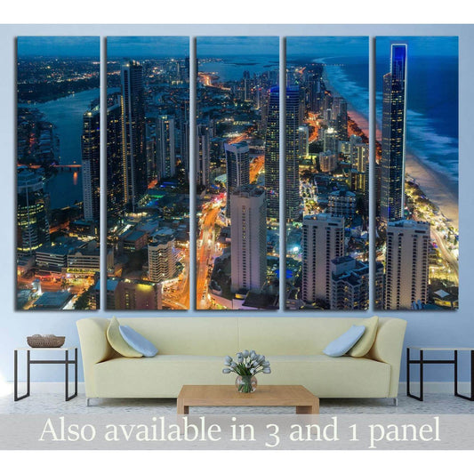 City skyscrapers at night, Queensland, Australia №1436 Ready to Hang Canvas PrintCanvas art arrives ready to hang, with hanging accessories included and no additional framing required. Every canvas print is hand-crafted, made on-demand at our workshop and