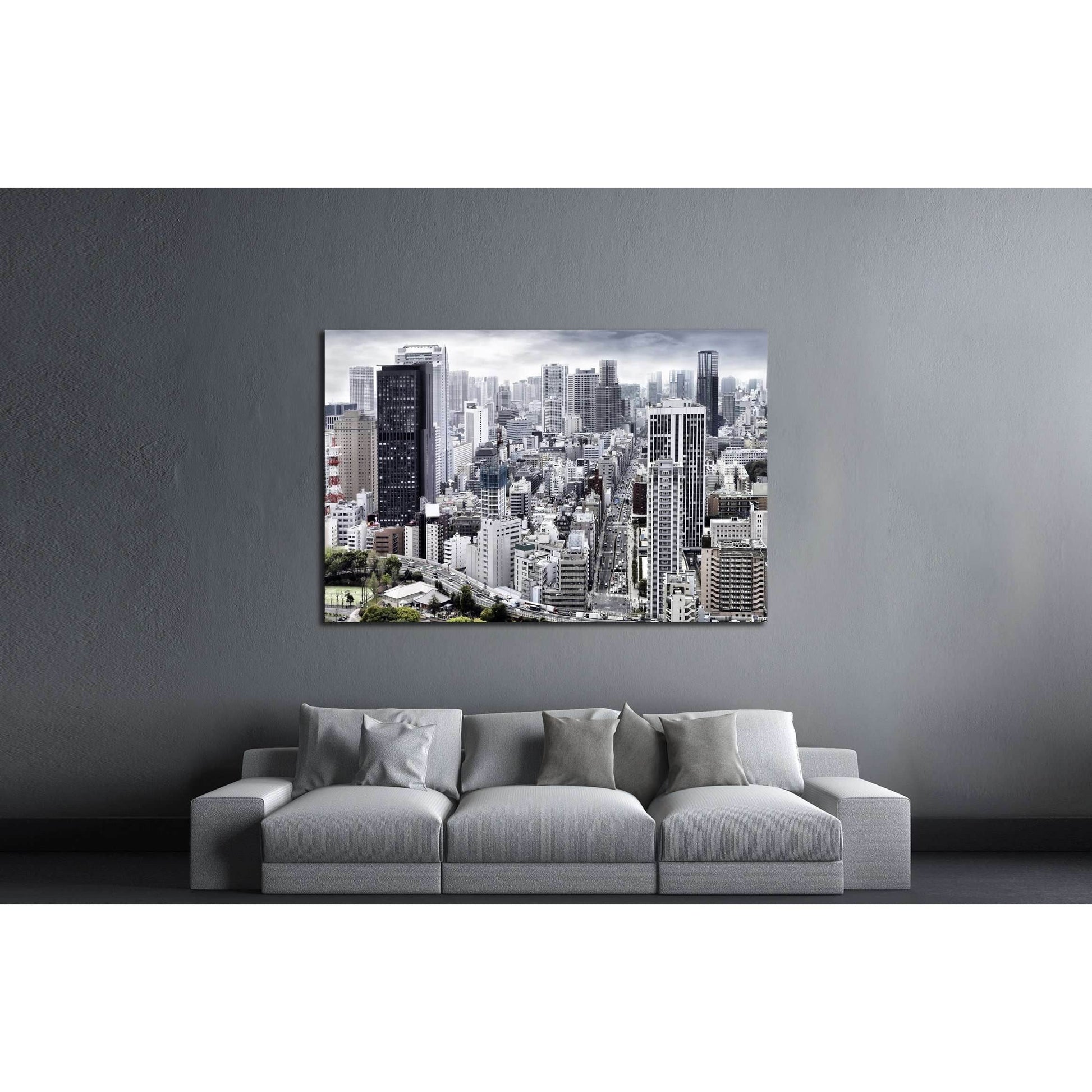 City view of skyscarpers №2608 Ready to Hang Canvas Print - Zellart Canvas Prints ALL_Products, s-2608