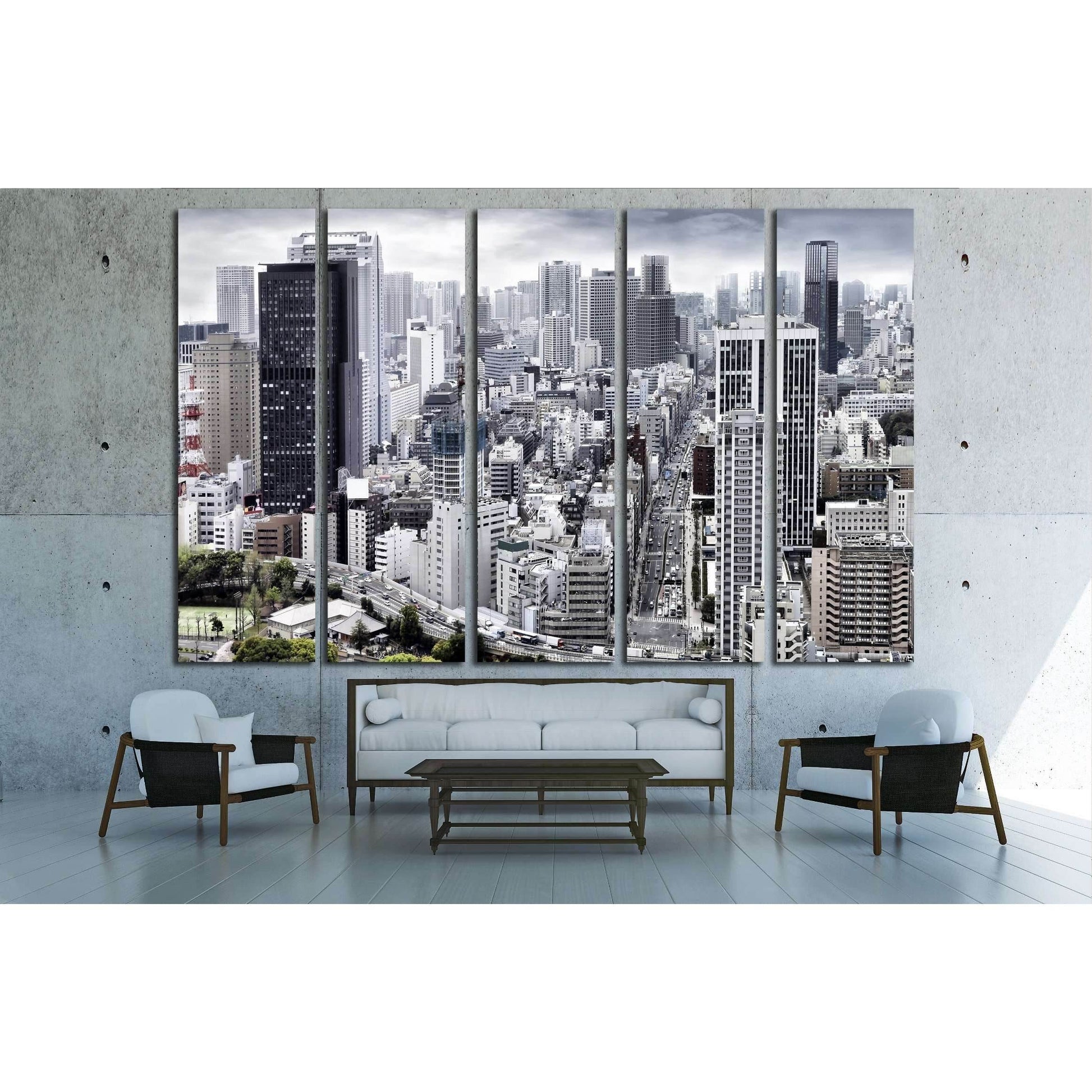 City view of skyscarpers №2608 Ready to Hang Canvas Print - Zellart Canvas Prints ALL_Products, s-2608