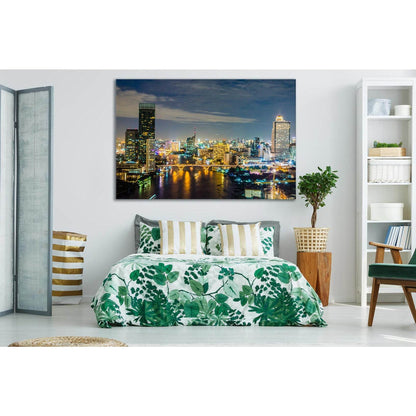 City With Buildings And Bridge Skyline №SL366 Ready to Hang Canvas Print - Zellart Canvas Prints 0new, ALL_Products, Cityscapes & Skylines