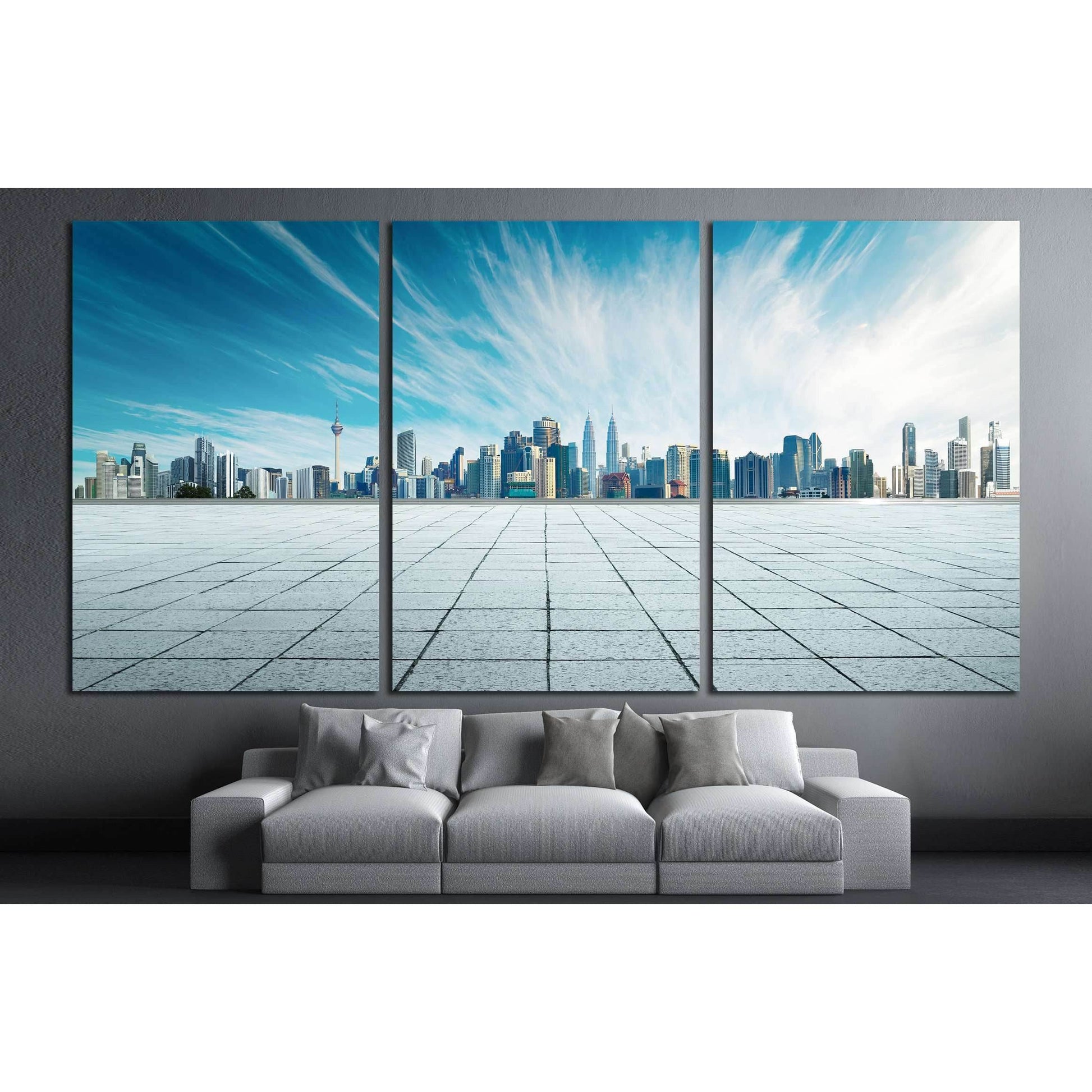 Cityscape and skyline with empty floor №2956 Ready to Hang Canvas Print - Zellart Canvas Prints ALL_Products, s-2956