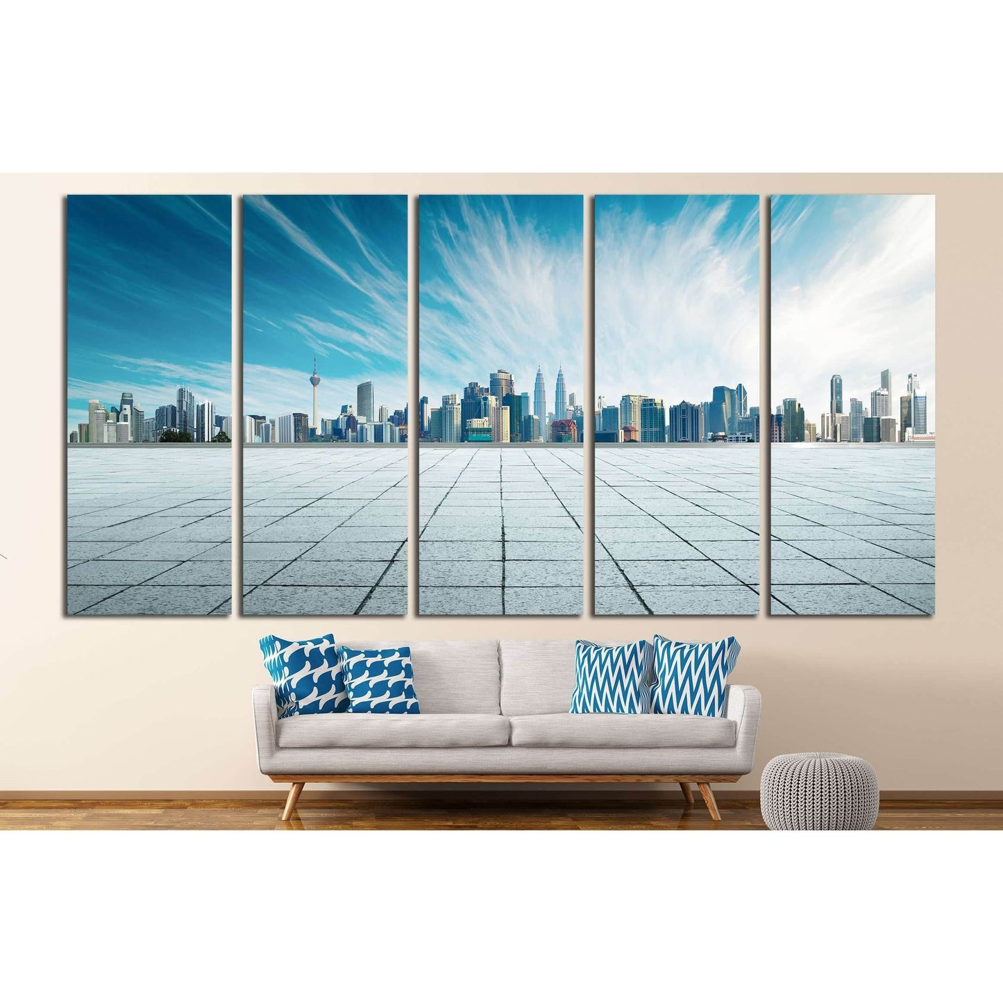 Cityscape and skyline with empty floor №2956 Ready to Hang Canvas Print - Zellart Canvas Prints ALL_Products, s-2956