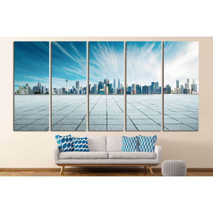 Cityscape and skyline with empty floor №2956 Ready to Hang Canvas Print - Zellart Canvas Prints ALL_Products, s-2956