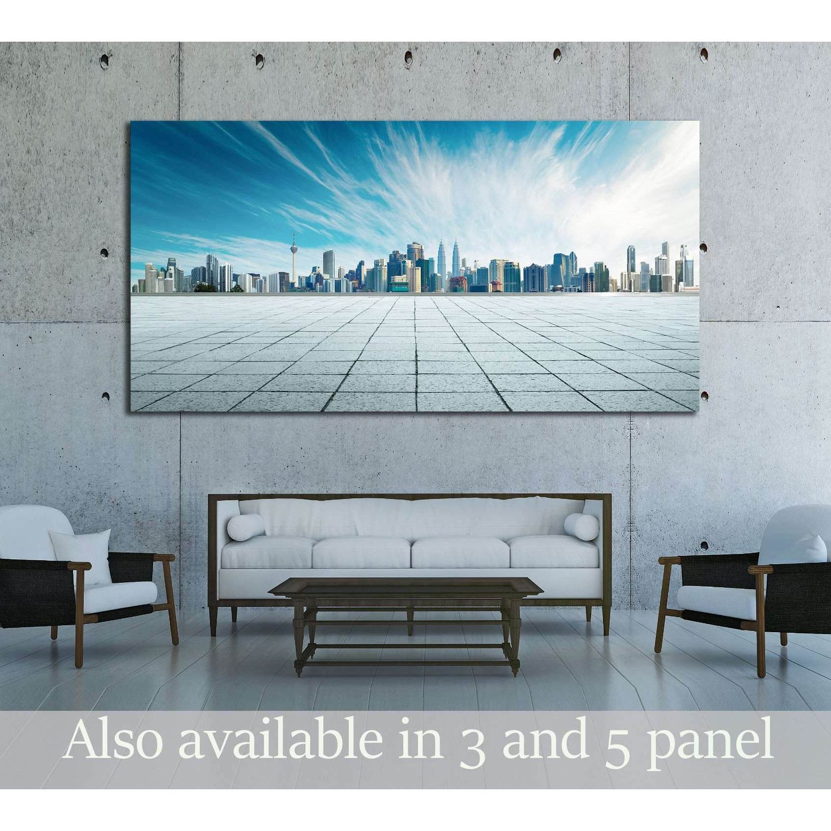 Cityscape and skyline with empty floor №2956 Ready to Hang Canvas Print - Zellart Canvas Prints ALL_Products, s-2956