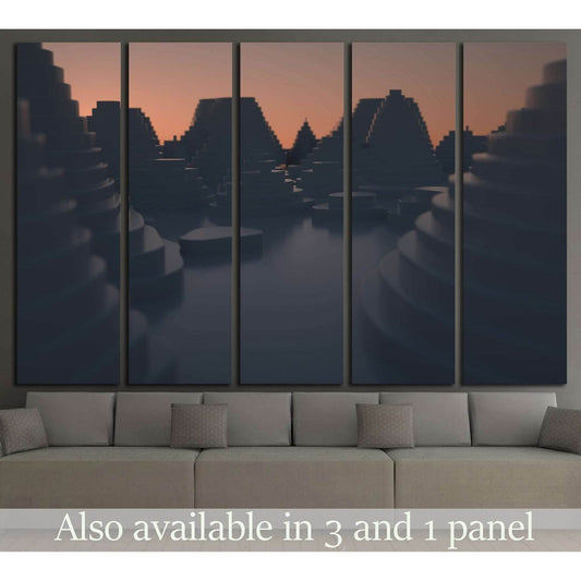 Cityscape at sunset №1605 Ready to Hang Canvas Print - Zellart Canvas Prints ALL_Products, s-1605