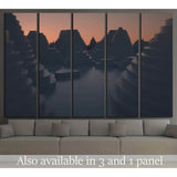 Cityscape at sunset №1605 Ready to Hang Canvas Print