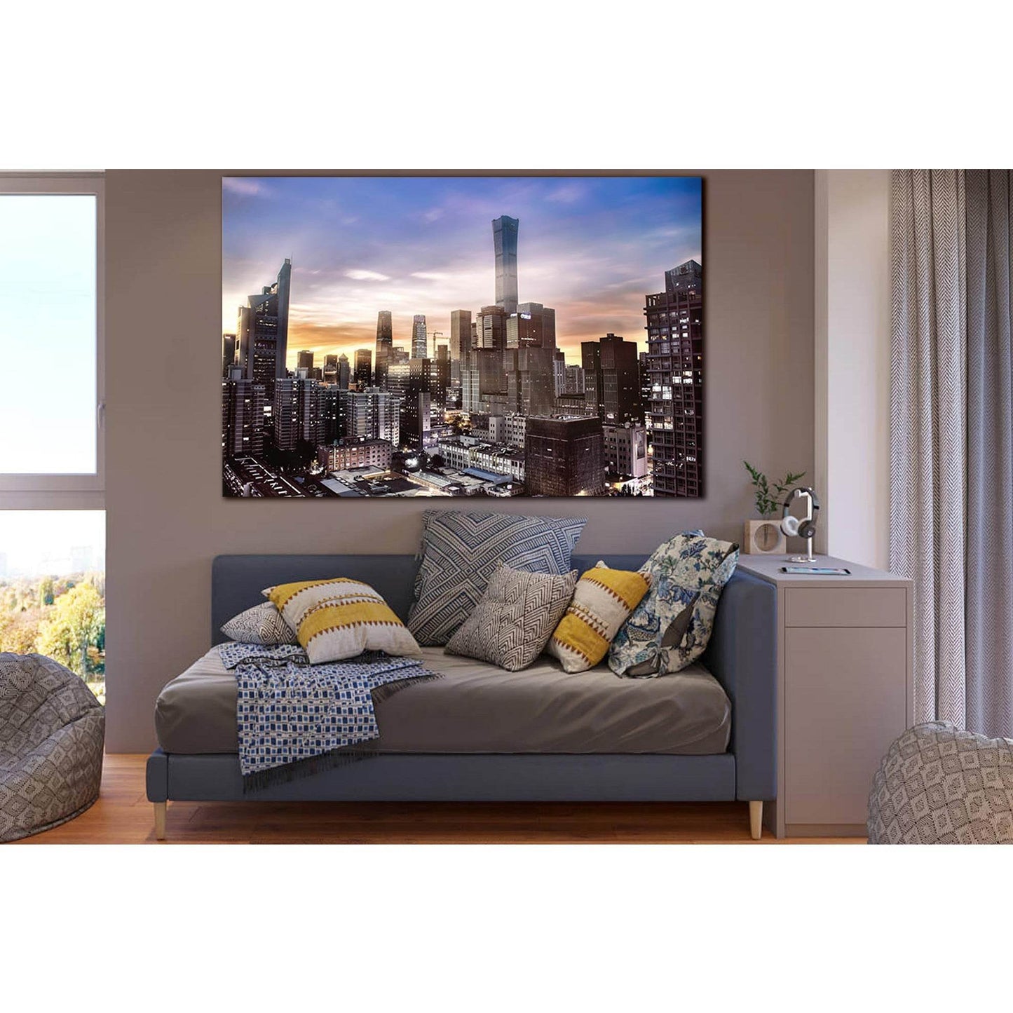 Cityscape Beautiful Morning №SL1455 Ready to Hang Canvas Print - Zellart Canvas Prints 0new, ALL_Products, CITYSCAPES & SKYLINES