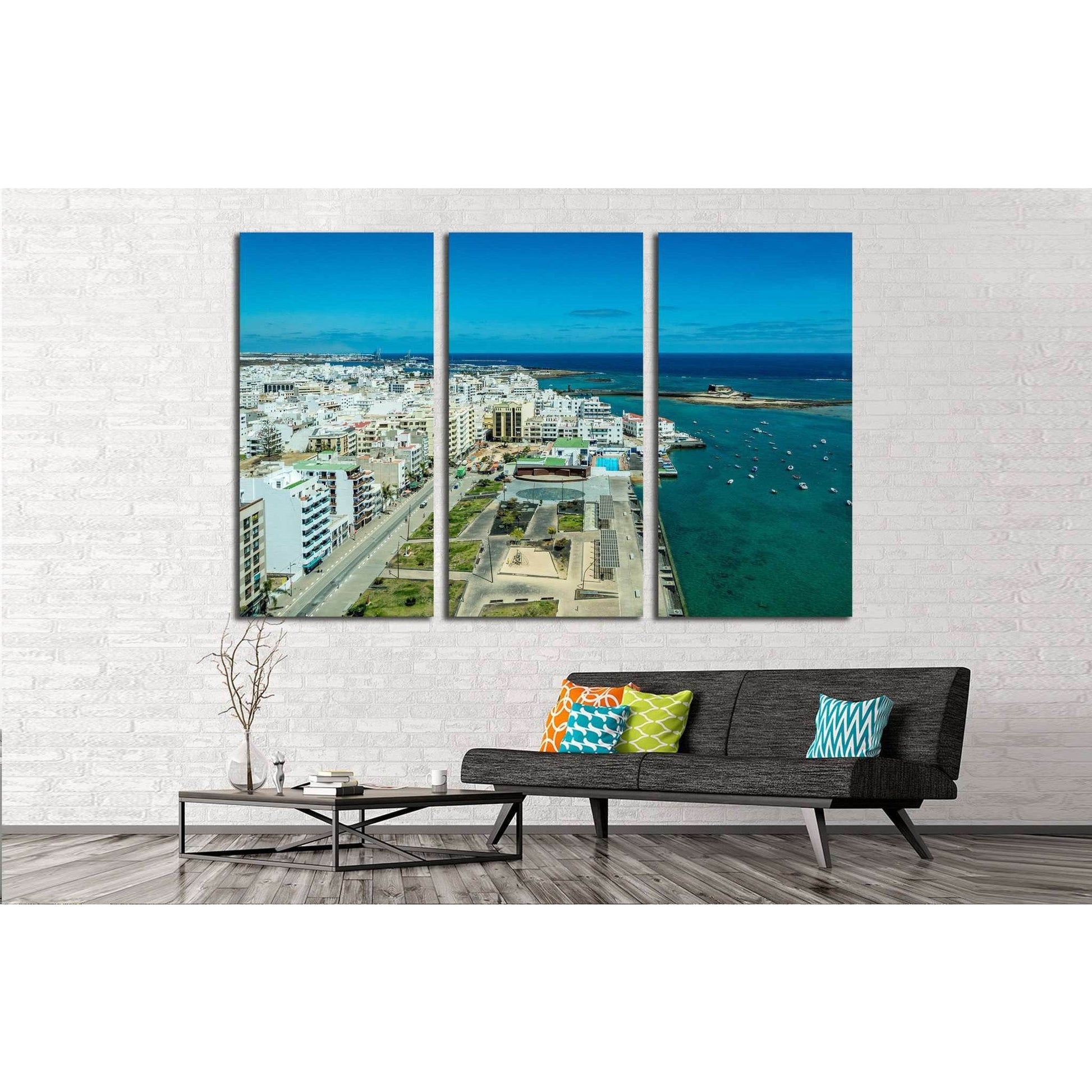 Cityscape of Arrecife, the capital city of Lanzarote island, Spain №1765 Ready to Hang Canvas Print - Zellart Canvas Prints ALL_Products, s-1765