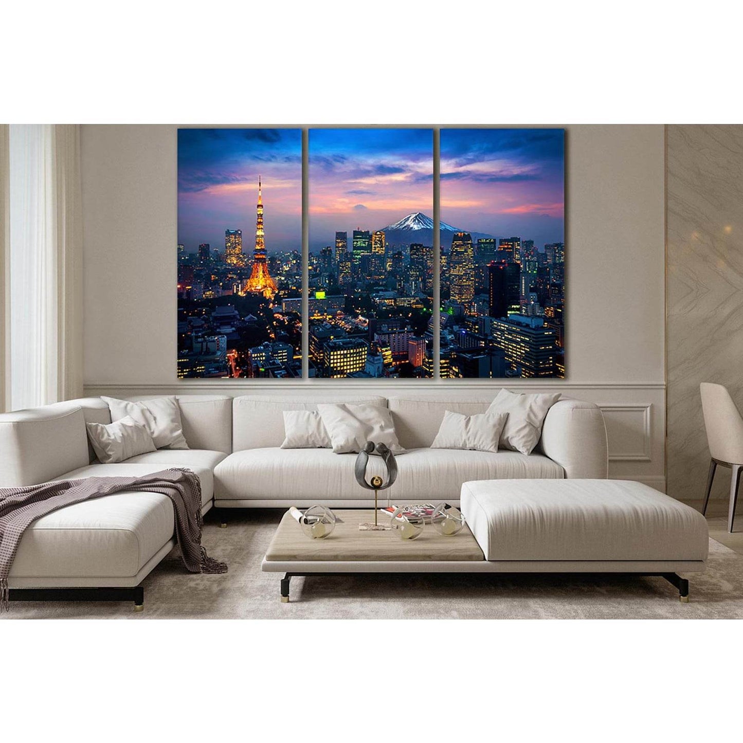 Cityscape Of Tokyo With Mount Fuji №SL373 Ready to Hang Canvas Print - Zellart Canvas Prints 0new, ALL_Products, Cityscapes & Skylines