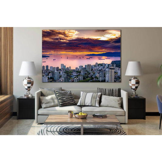 Cityscape Under Brown Sky №SL342 Ready to Hang Canvas Print - Zellart Canvas Prints 0new, ALL_Products, Cityscapes & Skylines