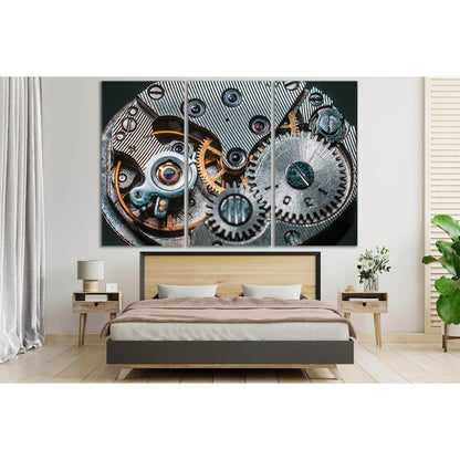 Clock Mechanism Close Up №SL792 Ready to Hang Canvas Print - Zellart Canvas Prints 0new, ALL_Products, Engine, Engines Wall Art
