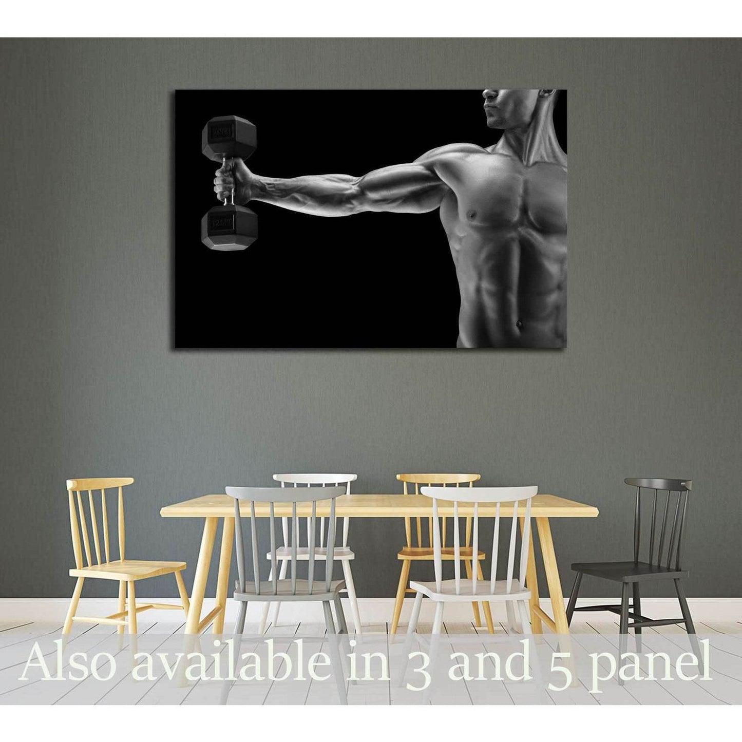Close-up of a power fitness man's hand with dumbbell №3248 Ready to Hang Canvas Print - Zellart Canvas Prints ALL_Products, s-3248