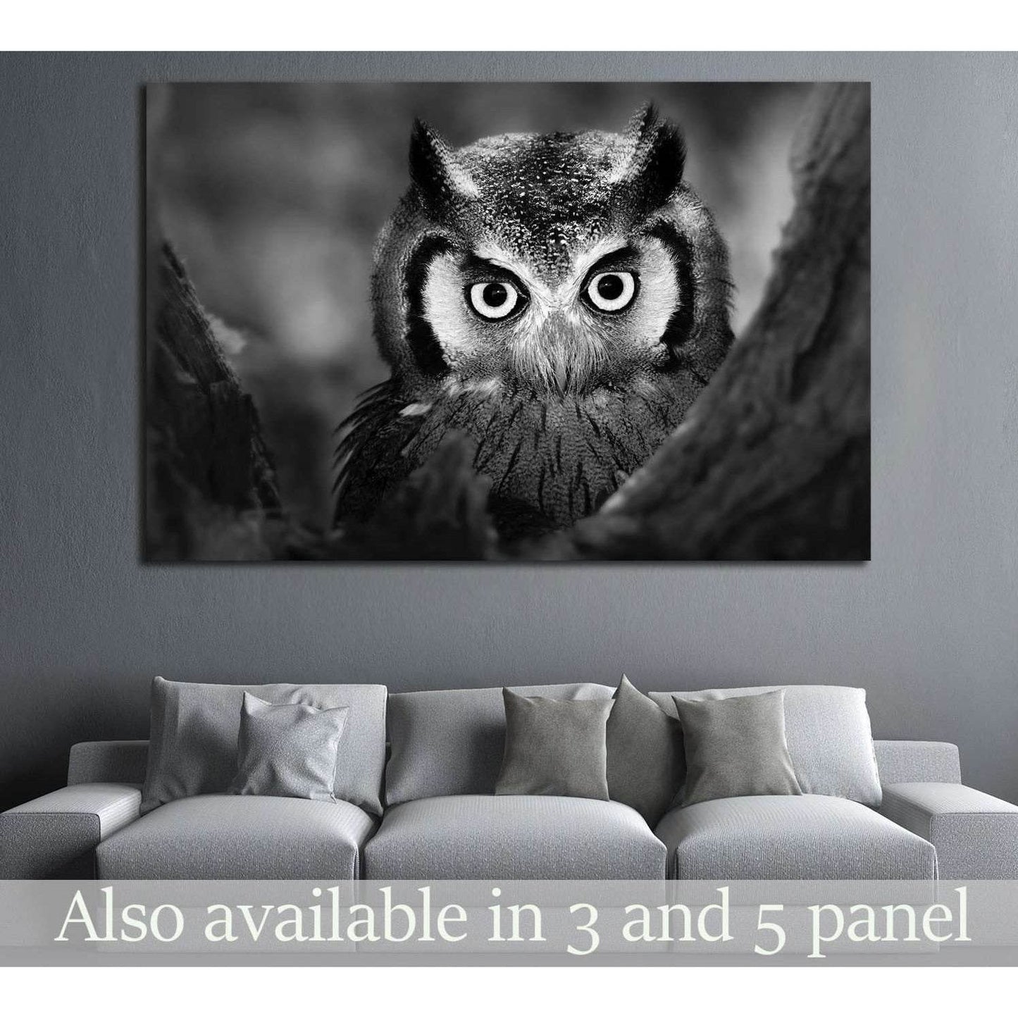 Close-up of a Whitefaced Owl №1842 Ready to Hang Canvas Print - Zellart Canvas Prints ALL_Products, Owl, s-1842