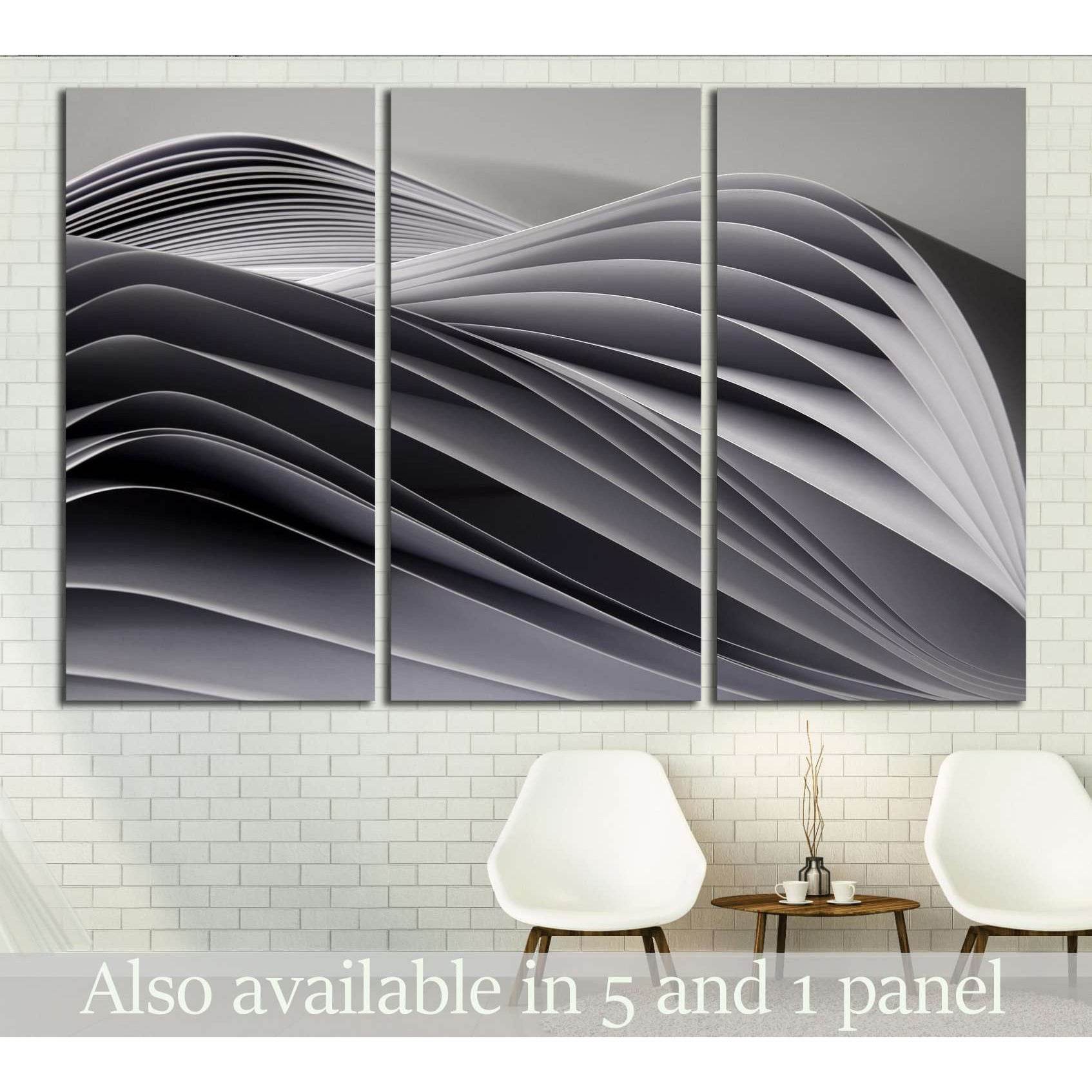 Close up textured abstracted beauty ocean-liked clean empty pages isolated in studio №2531 Ready to Hang Canvas Print - Zellart Canvas Prints ALL_Products, s-2531