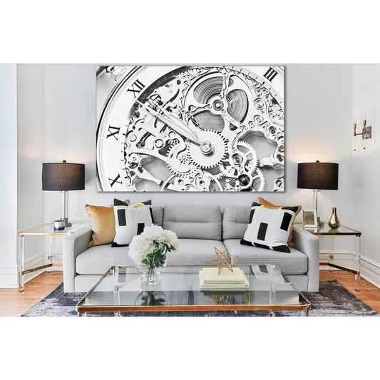 Close View Of Watch Mechanism №SL759 Ready to Hang Canvas Print - Zellart Canvas Prints 0new, ALL_Products, Engine, Engines Wall Art