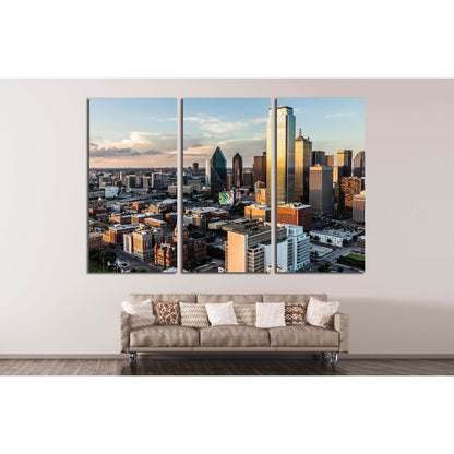 Clouds float across the sky in the setting sun of downtown Dallas, DALLAS, CIRCA №2208 Ready to Hang Canvas Print - Zellart Canvas Prints ALL_Products, s-2208