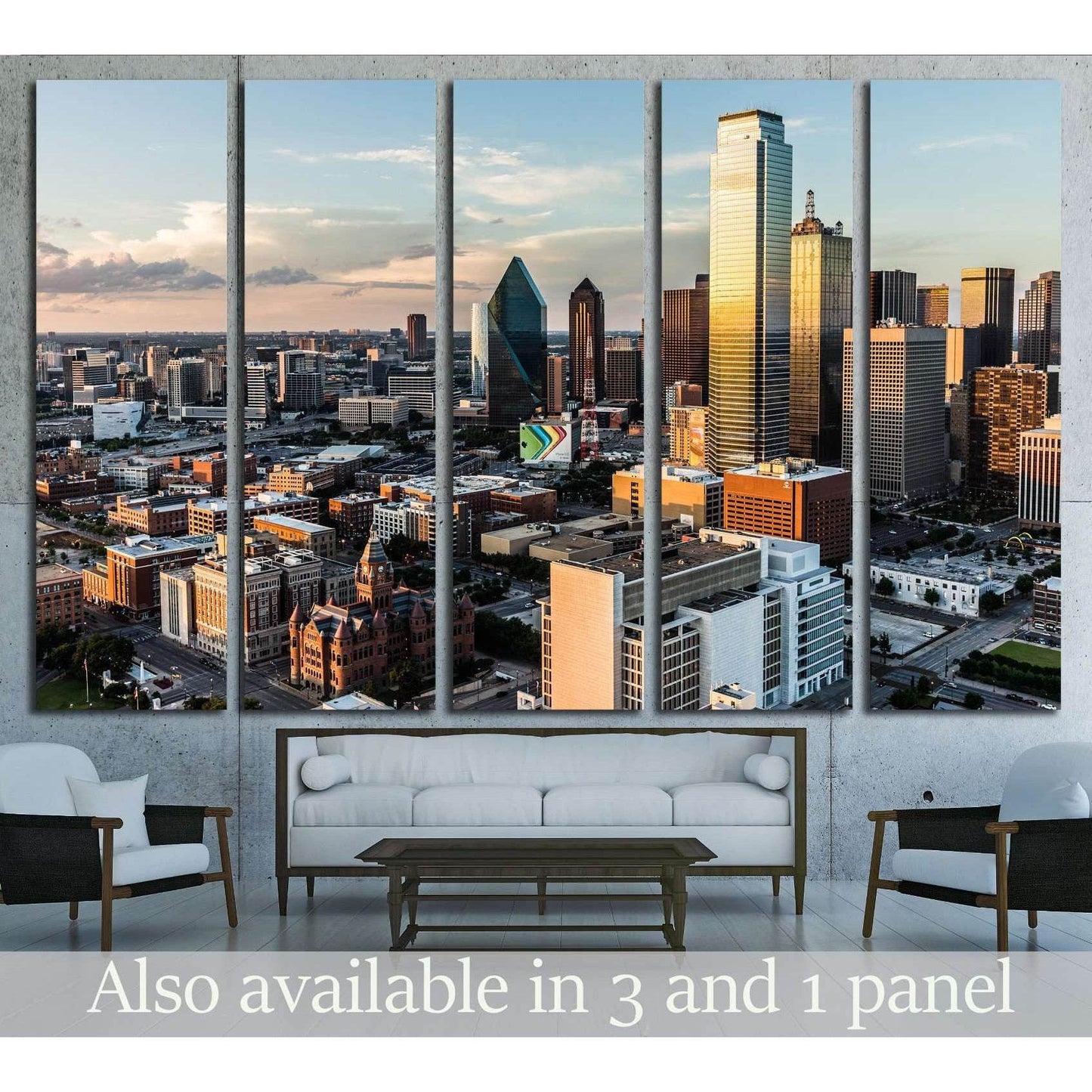 Clouds float across the sky in the setting sun of downtown Dallas, DALLAS, CIRCA №2208 Ready to Hang Canvas Print - Zellart Canvas Prints ALL_Products, s-2208