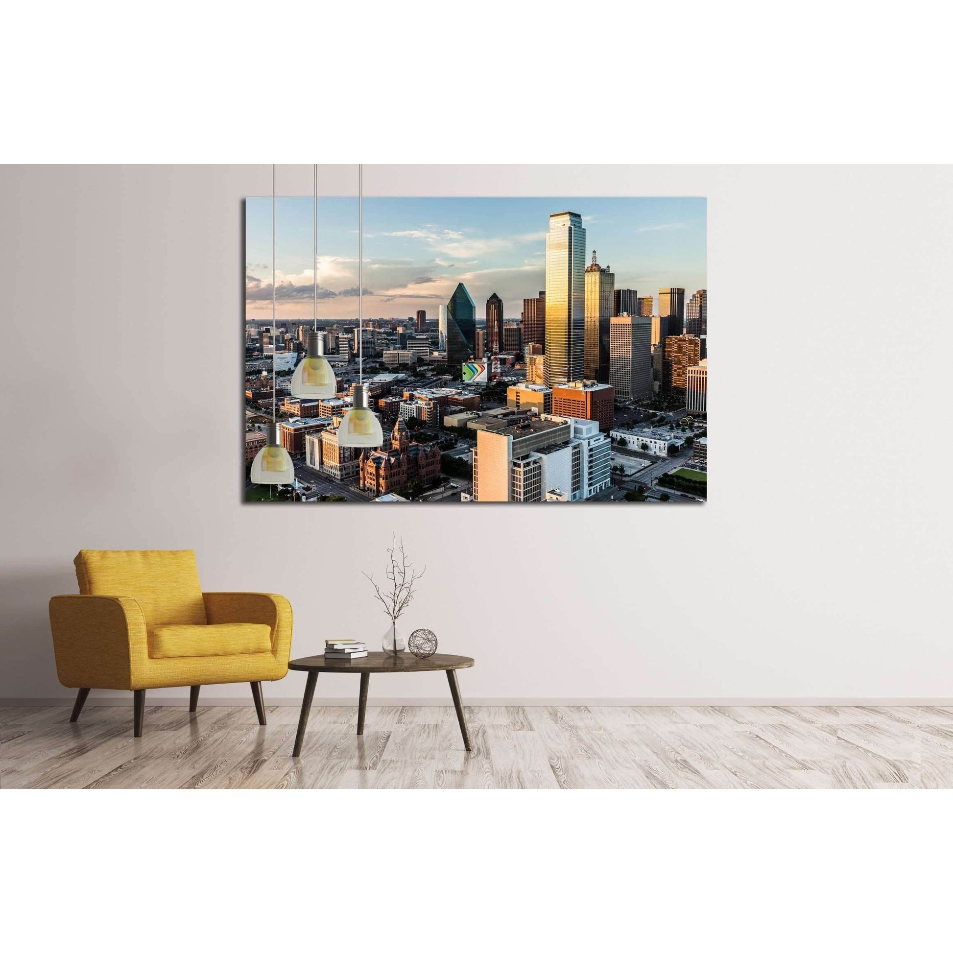 Clouds float across the sky in the setting sun of downtown Dallas, DALLAS, CIRCA №2208 Ready to Hang Canvas Print - Zellart Canvas Prints ALL_Products, s-2208
