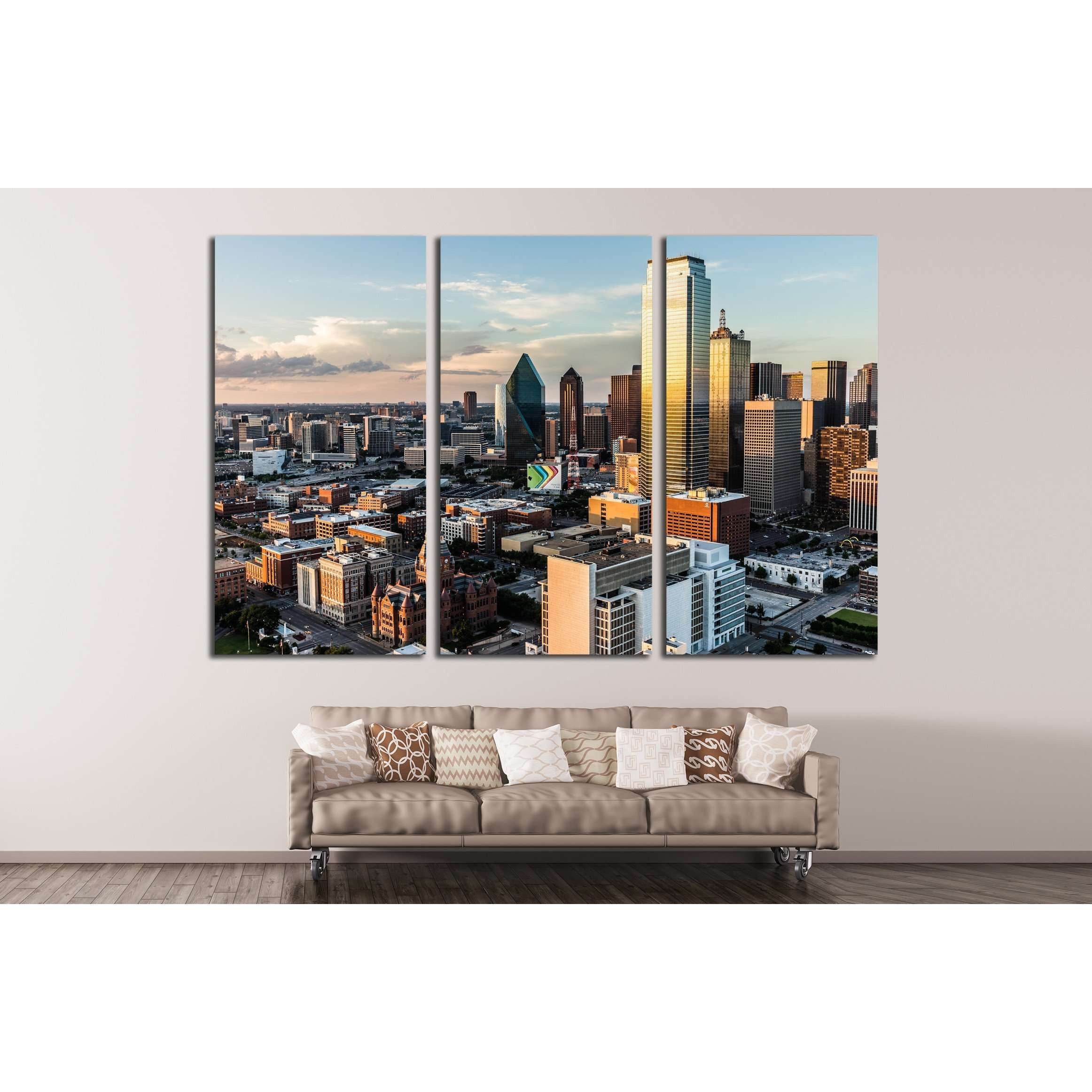 Clouds float across the sky in the setting sun of downtown Dallas, DALLAS, CIRCA №2208 Ready to Hang Canvas Print