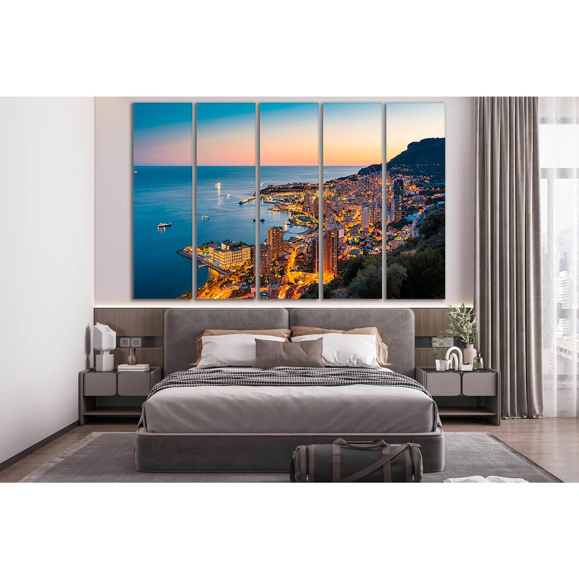 Coast City Sunset №SL224 Ready to Hang Canvas Print - Zellart Canvas Prints 0new, ALL_Products, SUNRISE & SUNSET WALL ART