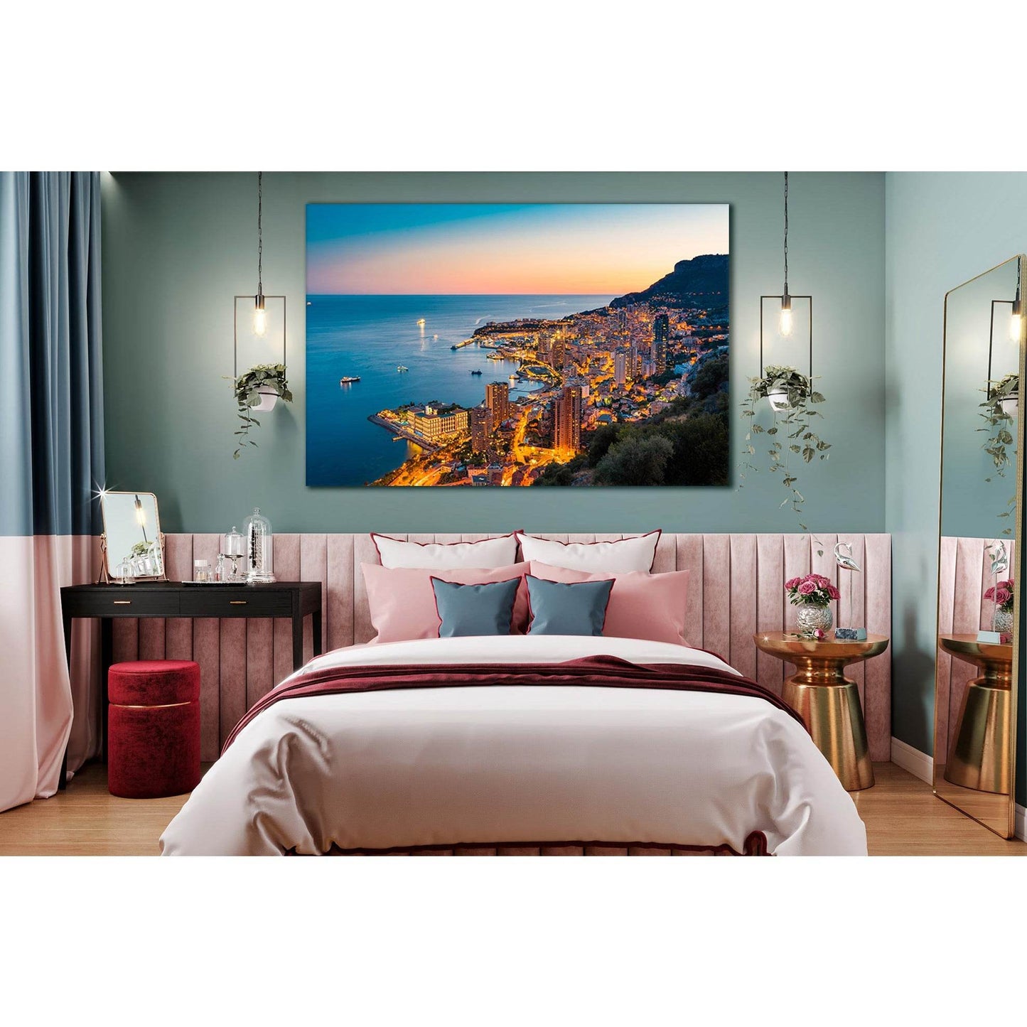Coast City Sunset №SL224 Ready to Hang Canvas Print - Zellart Canvas Prints 0new, ALL_Products, SUNRISE & SUNSET WALL ART