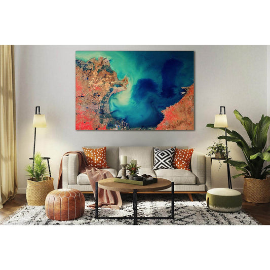 Coastal City Aerial View №SL133 Ready to Hang Canvas Print - Zellart Canvas Prints 0new, ALL_Products, Beach Ocean & Waves