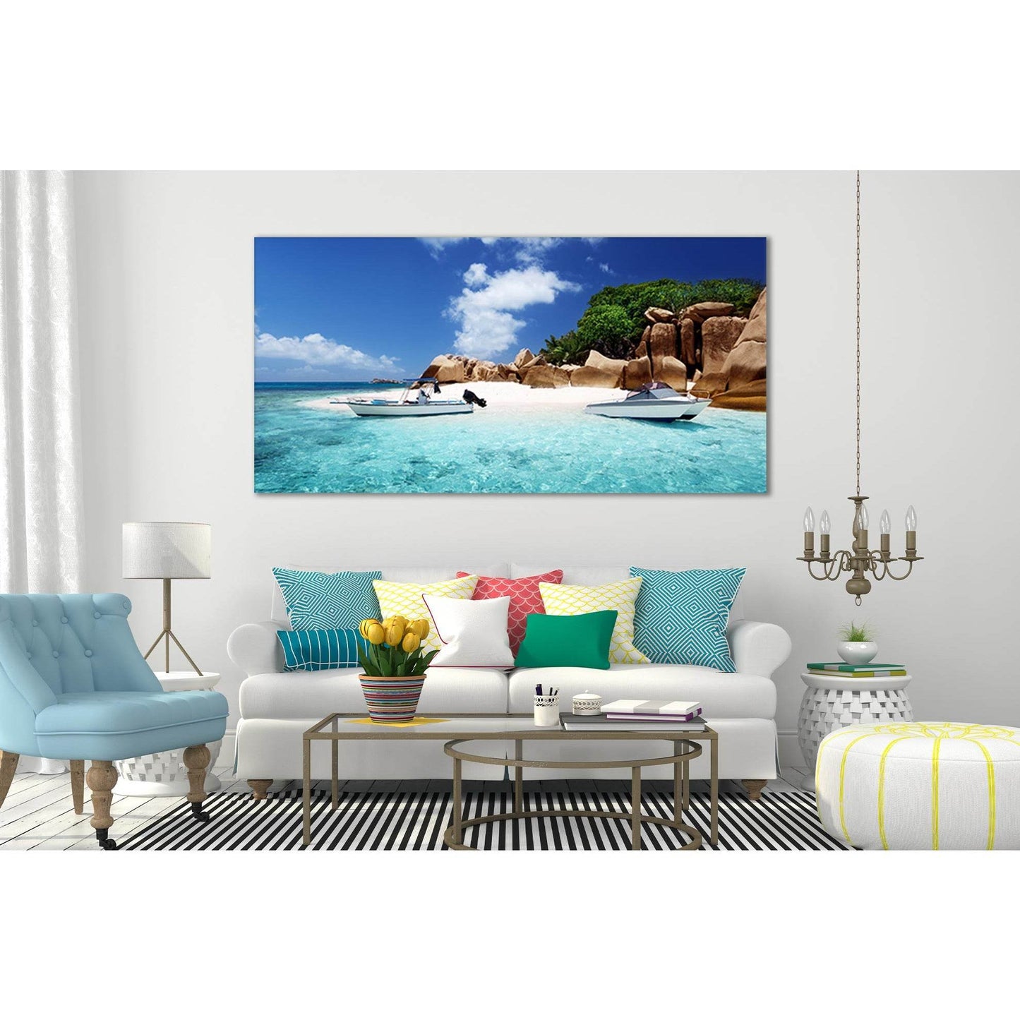 Coco Island Seychelles №SL67 Ready to Hang Canvas Print - Zellart Canvas Prints 0new, ALL_Products, Beach Ocean & Waves