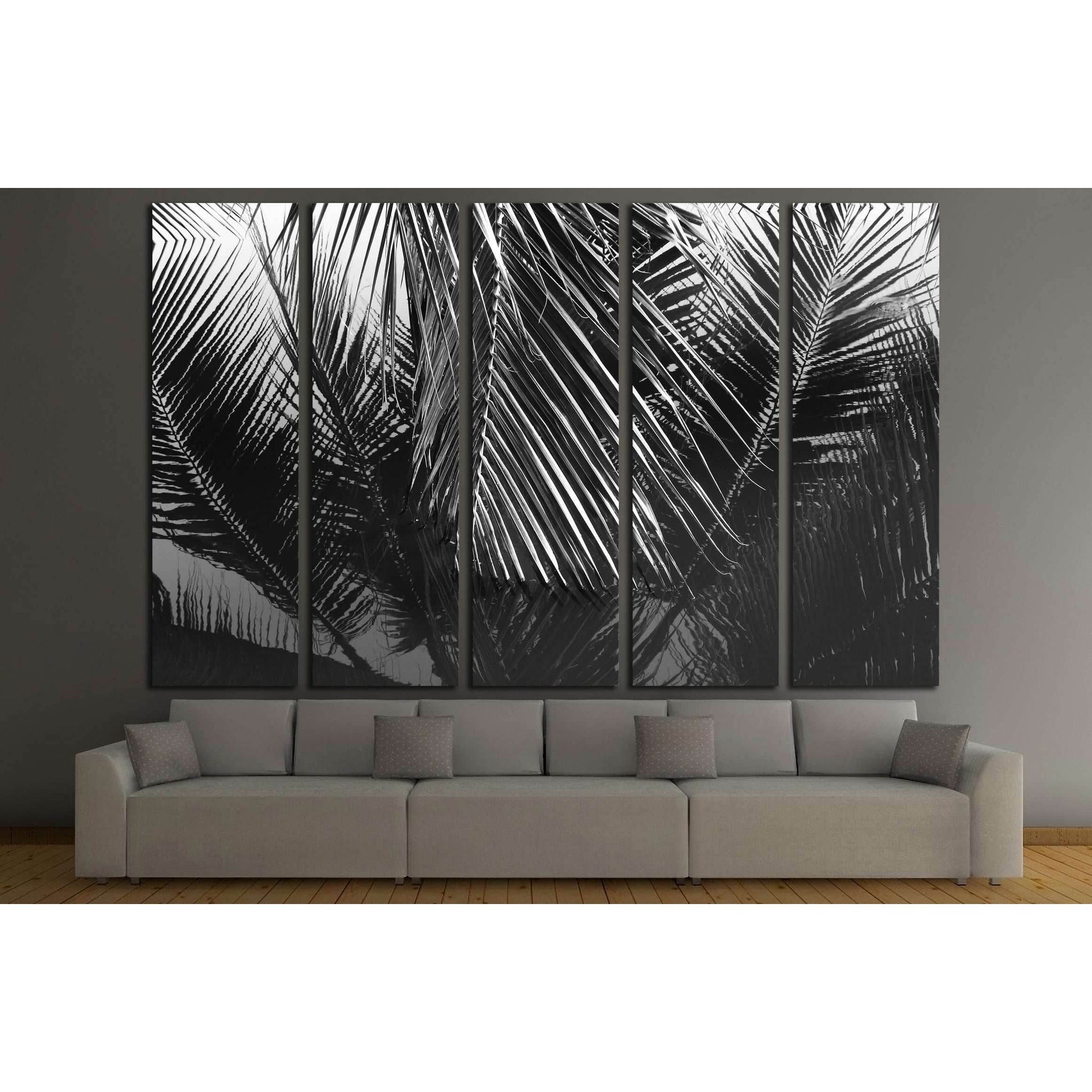 Coconut leaves abstract reflection,black and white №2831 Ready to Hang Canvas Print - Zellart Canvas Prints ALL_Products, s-2831