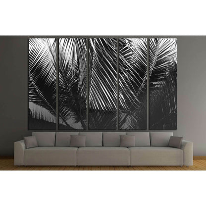 Coconut leaves abstract reflection,black and white №2831 Ready to Hang Canvas Print - Zellart Canvas Prints ALL_Products, s-2831