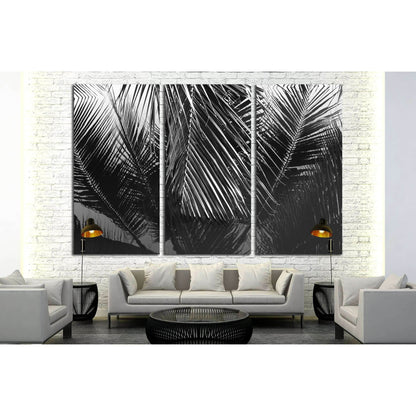 Coconut leaves abstract reflection,black and white №2831 Ready to Hang Canvas Print - Zellart Canvas Prints ALL_Products, s-2831