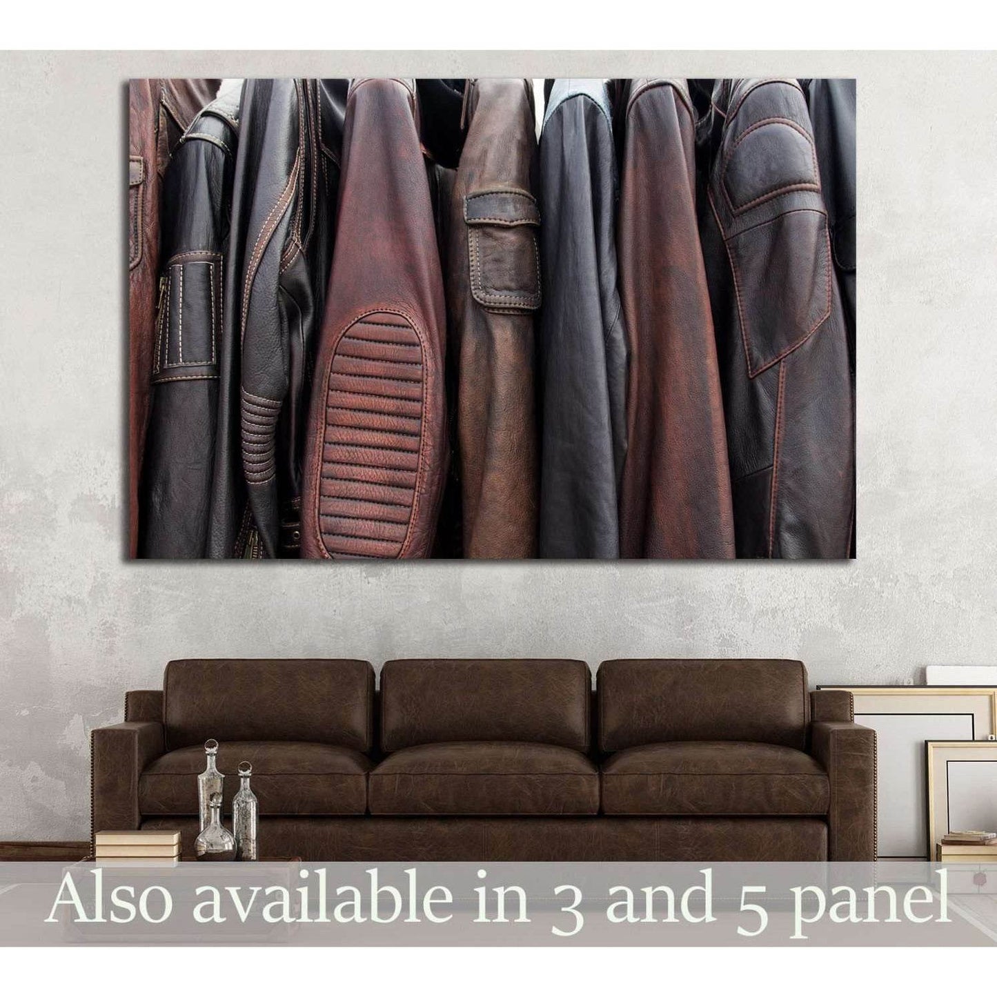 Collection of leather jackets on hangers №1880 Ready to Hang Canvas Print - Zellart Canvas Prints ALL_Products, s-1880