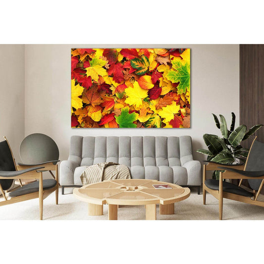 Colored Autumn Leaves №SL637 Ready to Hang Canvas Print - Zellart Canvas Prints 0new, ALL_Products, Autumn Wall Art