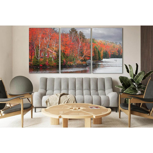 Colorful Autumn Trees By The Lake №SL659 Ready to Hang Canvas Print - Zellart Canvas Prints 0new, ALL_Products, Autumn Wall Art