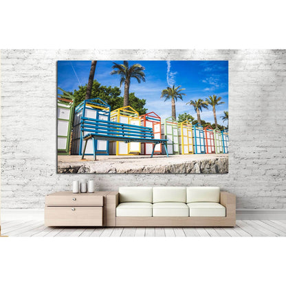 colorful beach houses of Sagaro, Costa Brava №1208 Ready to Hang Canvas Print - Zellart Canvas Prints ALL_Products, s-1208