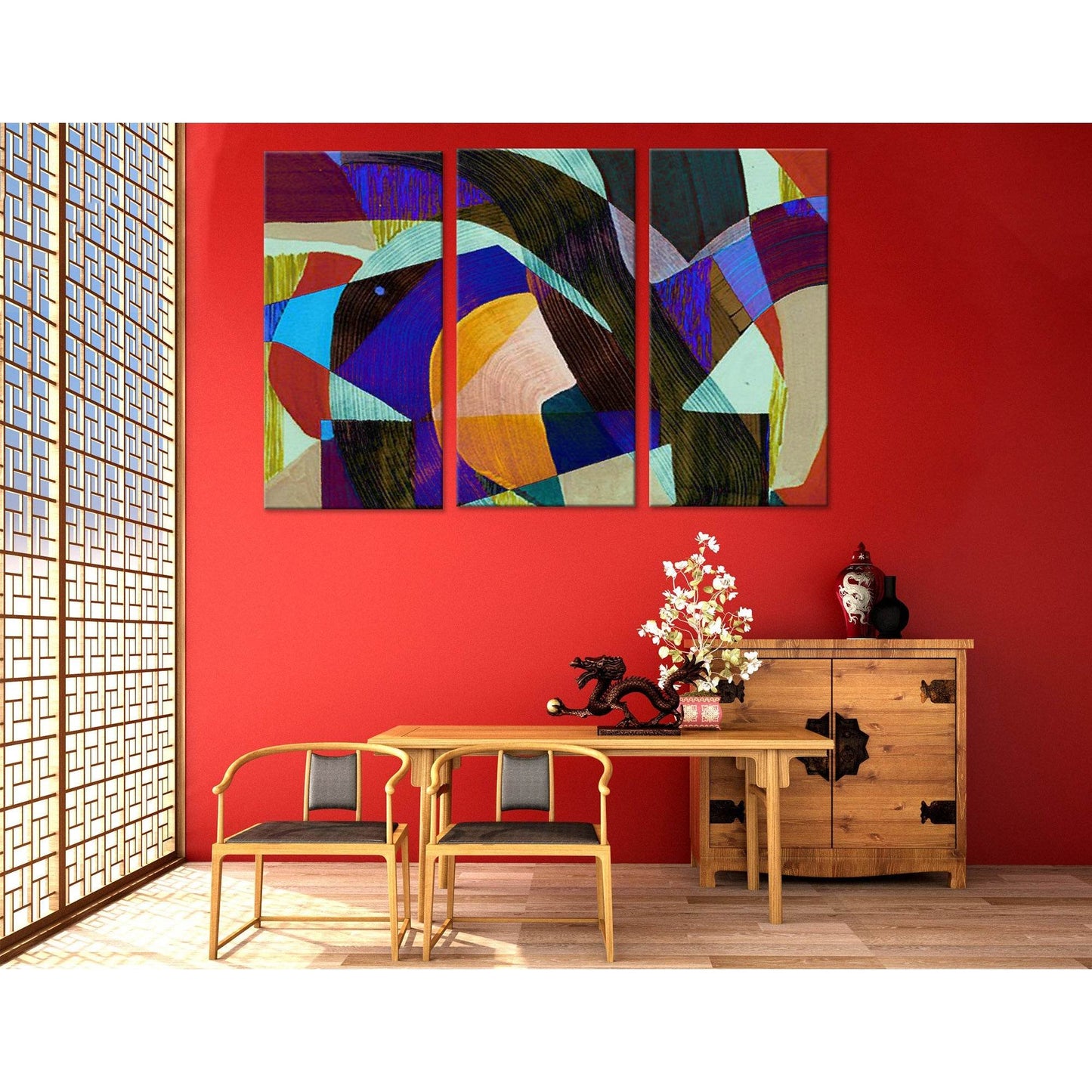 Colorful Geometry Abstract №04322 Ready to Hang Canvas Print - Zellart Canvas Prints ALL_Products