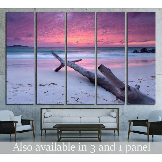 colorful romantic sundown on Tropical beach at seychelles island №2513 Ready to Hang Canvas Print - Zellart Canvas Prints ALL_Products, s-2513