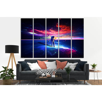 Colorful Space And Astronaut №SL387 Ready to Hang Canvas Print - Zellart Canvas Prints 0new, ALL_Products, Astronomy & Space Canvas Wall Art
