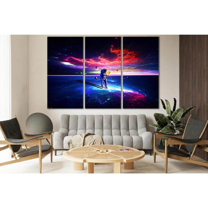 Colorful Space And Astronaut №SL387 Ready to Hang Canvas Print - Zellart Canvas Prints 0new, ALL_Products, Astronomy & Space Canvas Wall Art