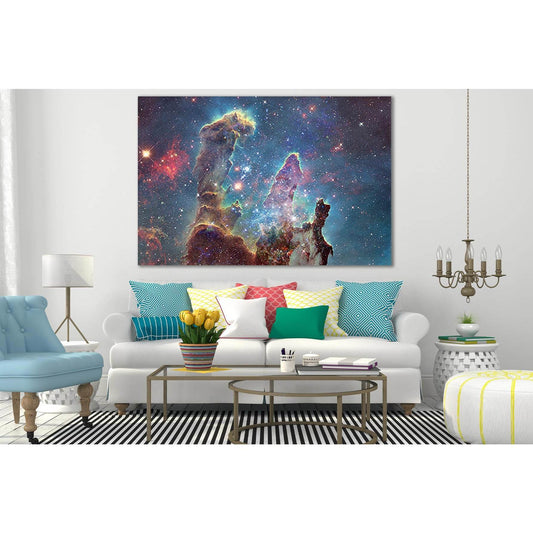 Colorful Space Nebula №SL409 Ready to Hang Canvas Print - Zellart Canvas Prints 0new, ALL_Products, Astronomy & Space Canvas Wall Art